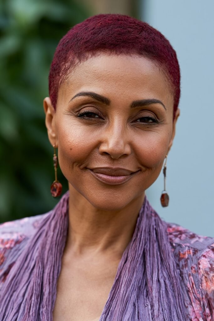 Short Cropped Pixie with Vibrant Red Color