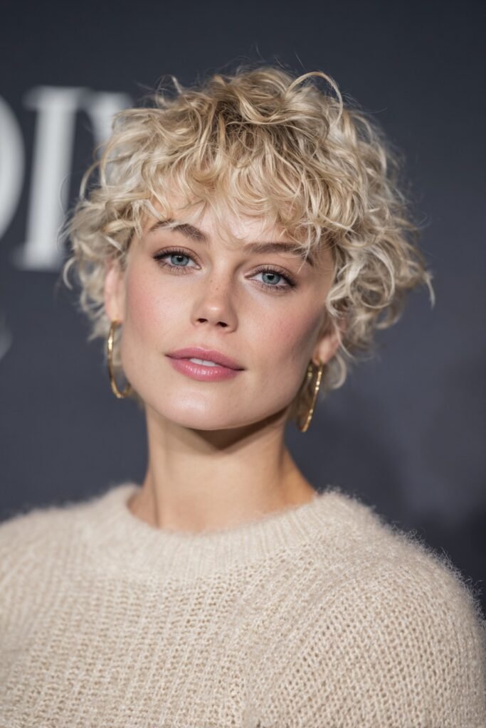 Short Curly Crop with Soft Bangs