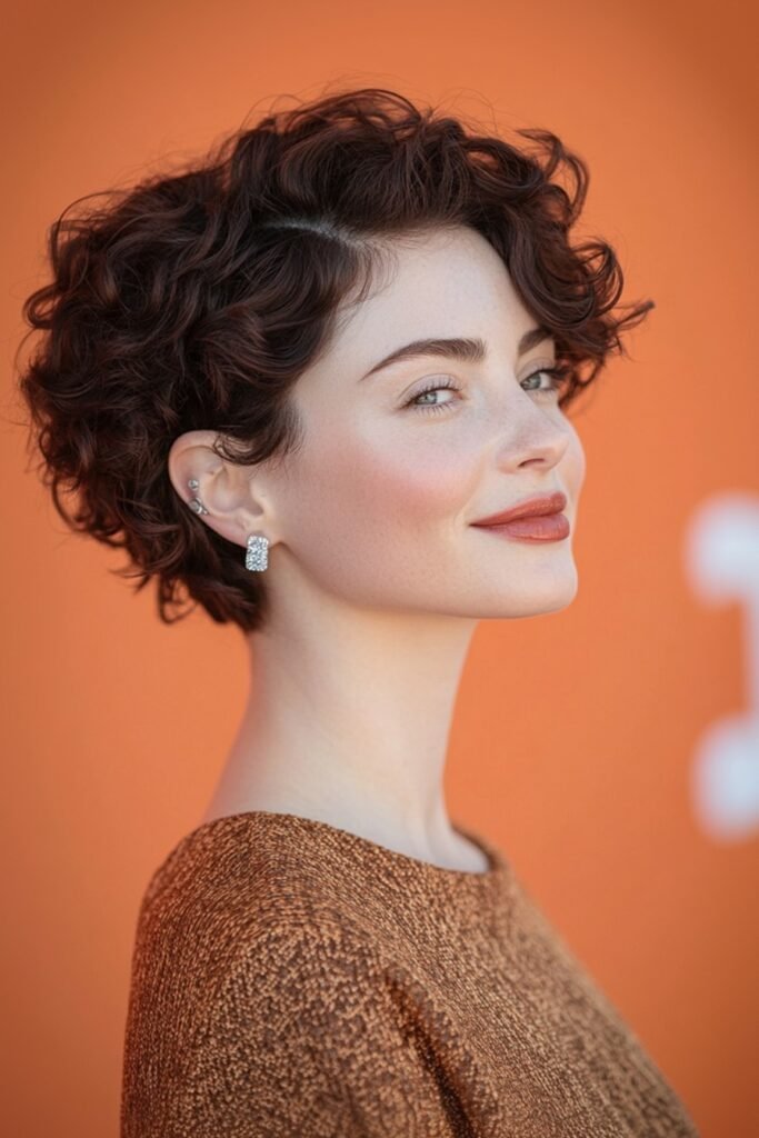 Short Curly Cut with Deep Side Part