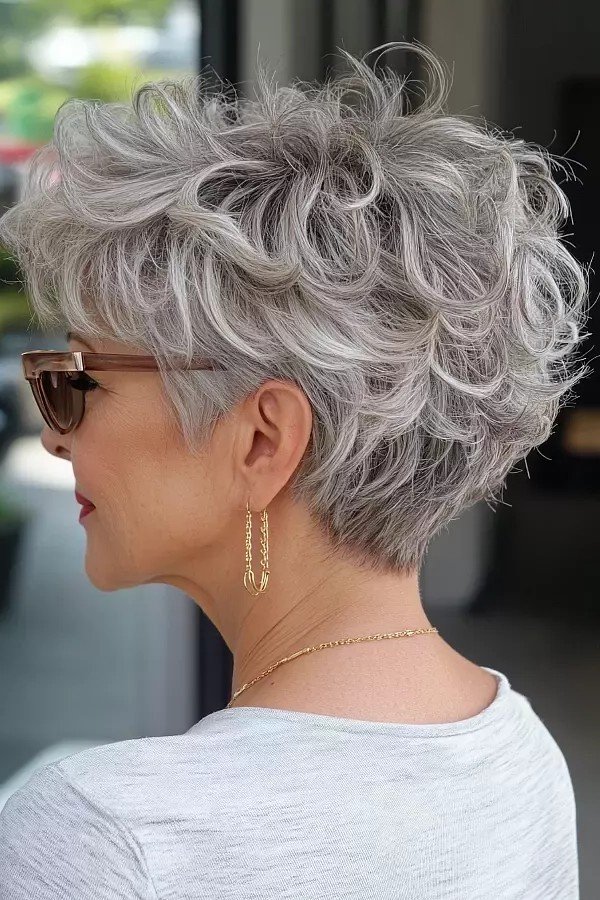 Short Curly Pixie with Textured Layers