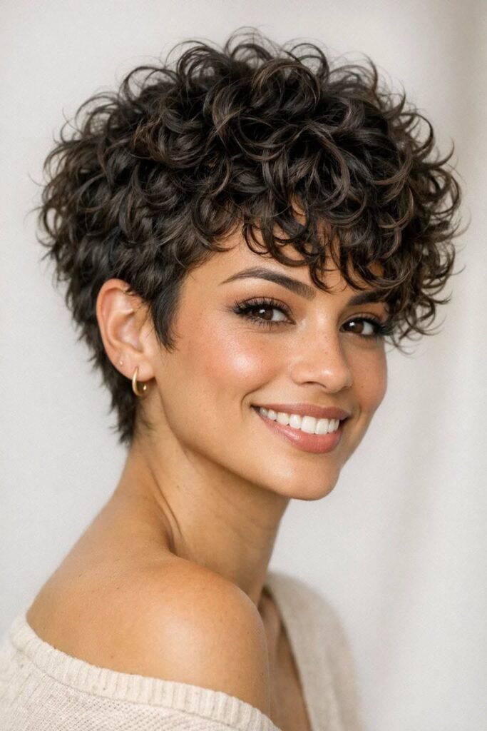 Short Curly Pixie with Undercut