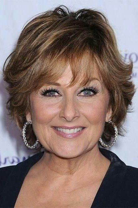 Short Layered Brunette Bob with Voluminous Curls