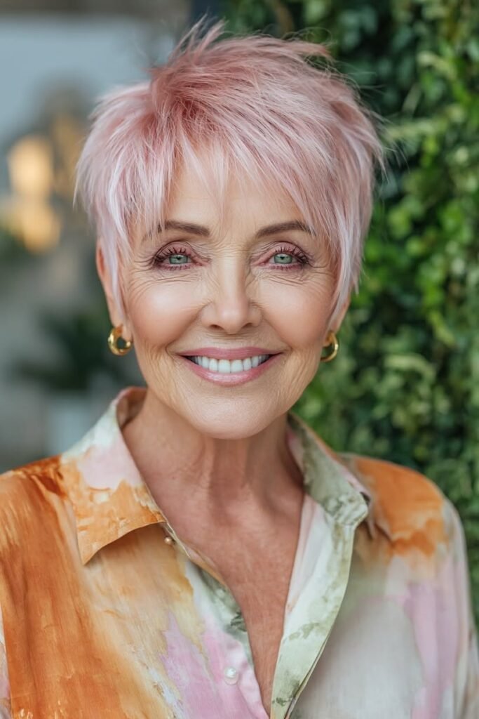 Short Pastel Pink Layered Cut