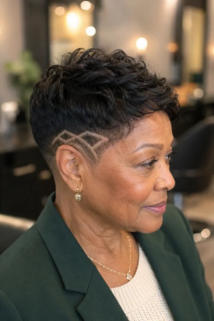 Short Pixie with Geometric Undercut Design