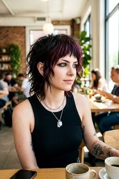 Short Shaggy Mullet with Blunt Bangs