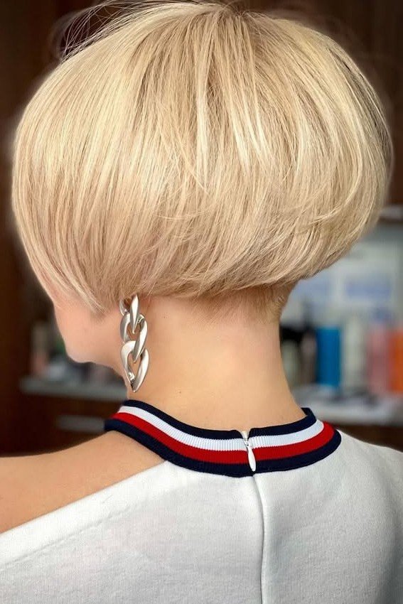 Short Stacked Bob with Exposed Nape