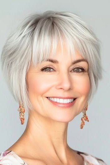 Short Tapered Bob with Delicate Bangs