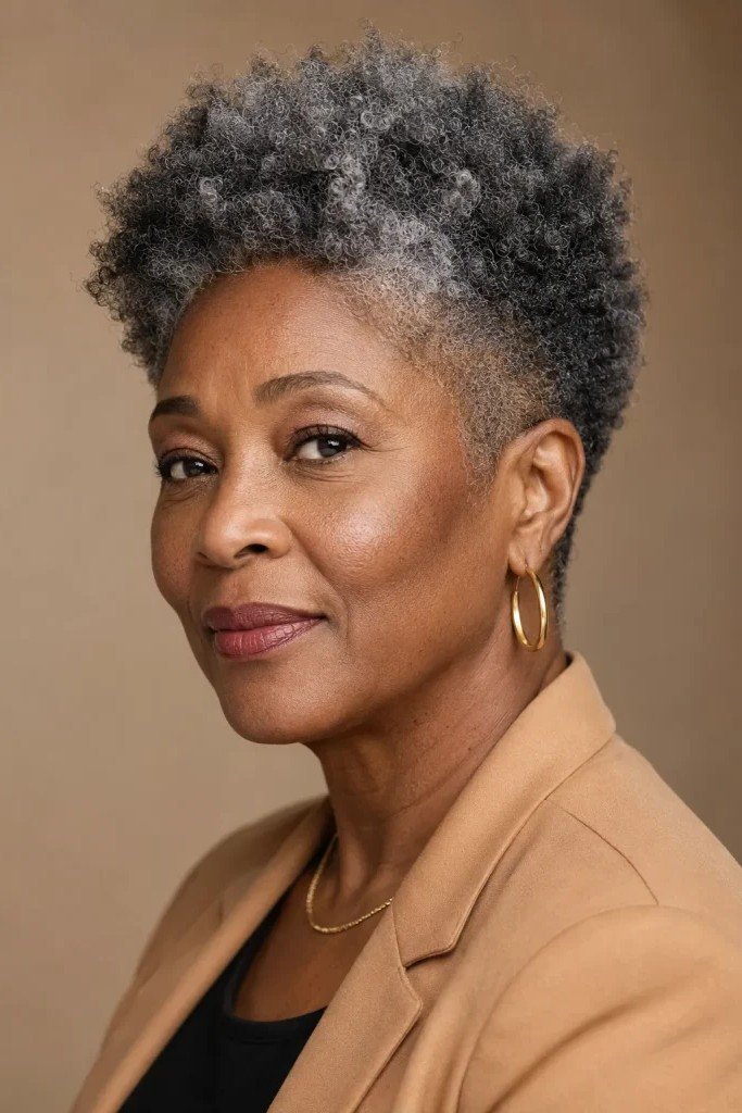 Short Textured Gray Tapered Cut