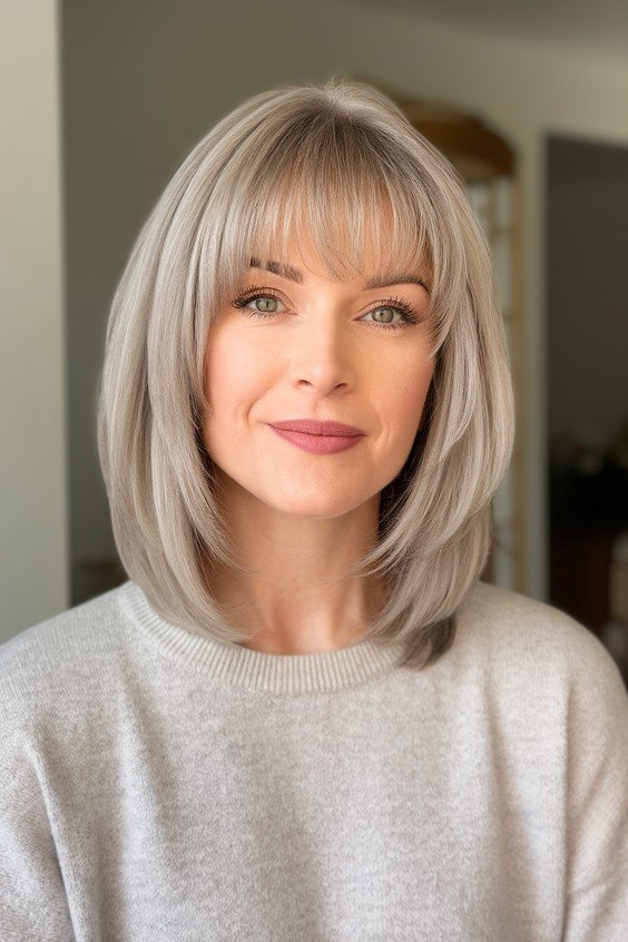 Shoulder-Length Cut with Wispy Curtain Bangs