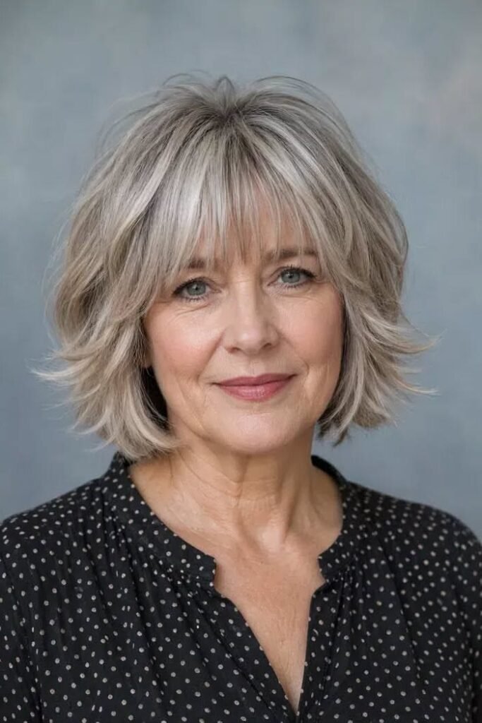 Shoulder-Length Shag with Wispy Bangs