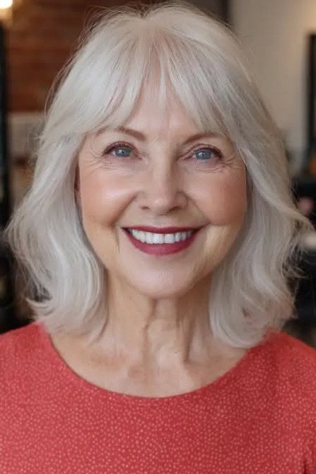 Shoulder-Length Textured Cut with Soft Curtain Bangs