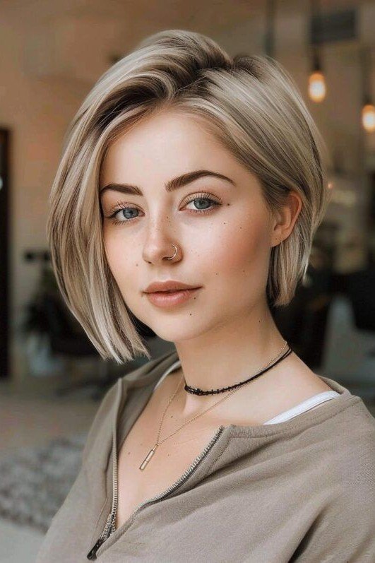Side-Parted Blonde Bob with Volume