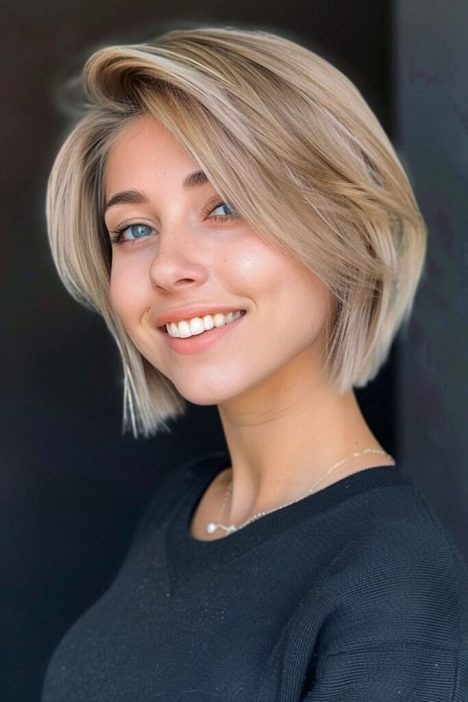 Side-Parted Blonde Layered Bob