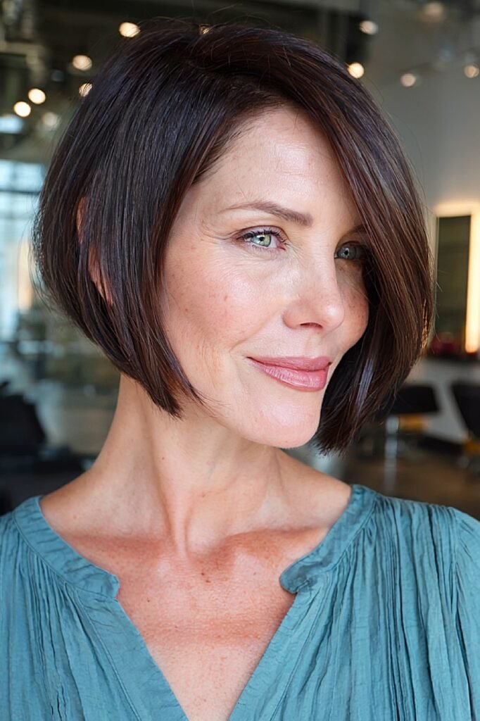 Sleek Angled Bob Cut