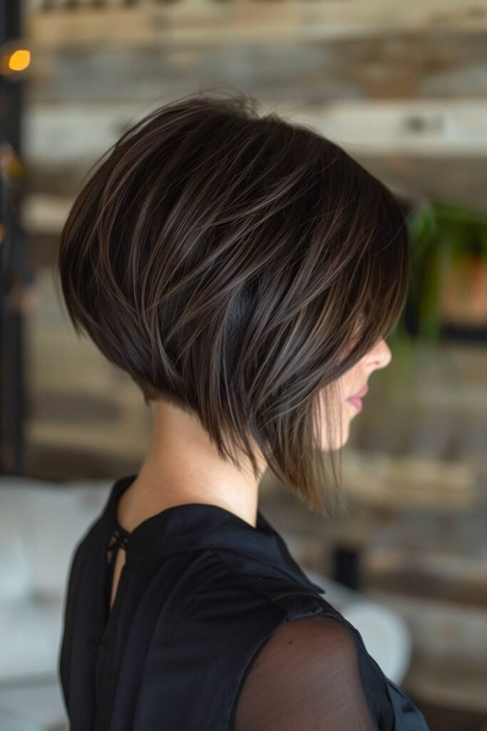 Sleek Angled Bob with Deep Side Part