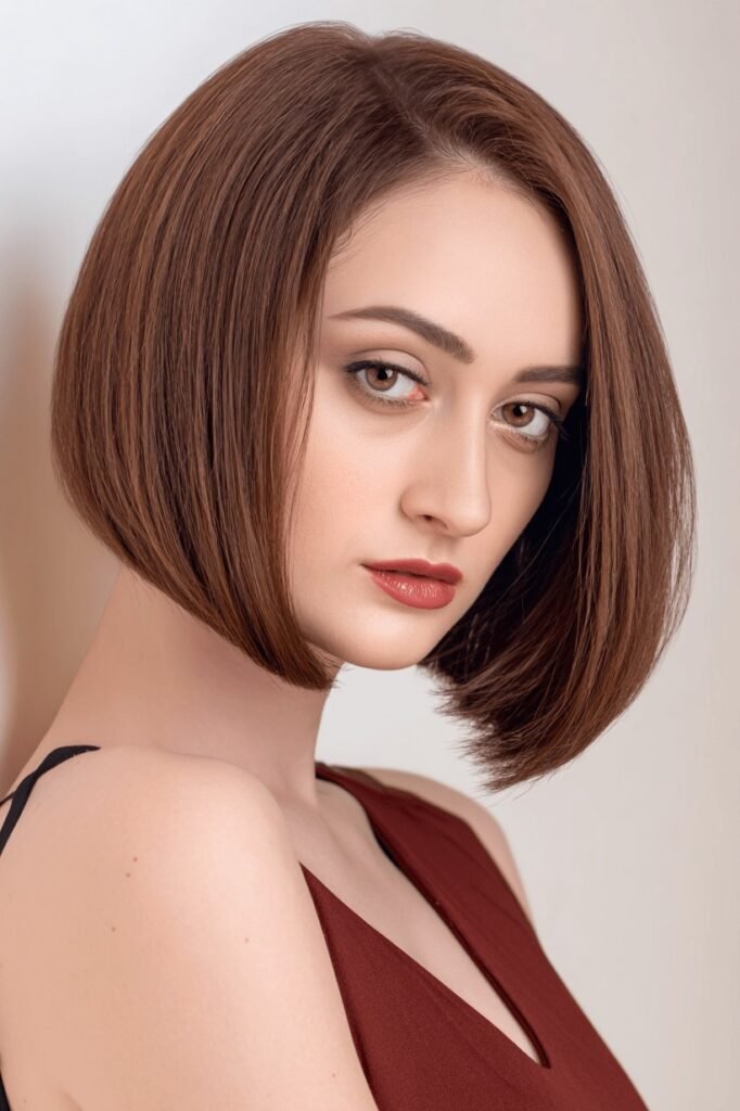 Sleek Angled Bob with Side Part