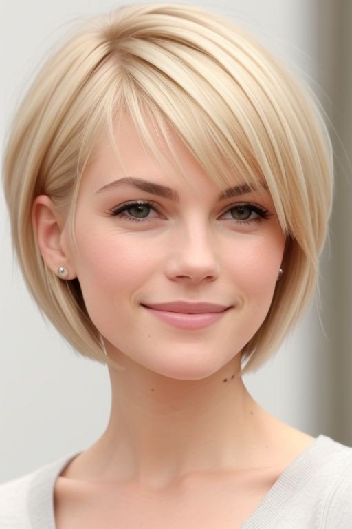 Sleek Blonde Bob with Side-Parted Fringe