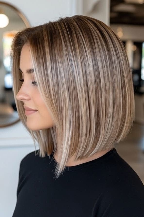 Sleek Blonde Lob with Subtle Face-Framing
