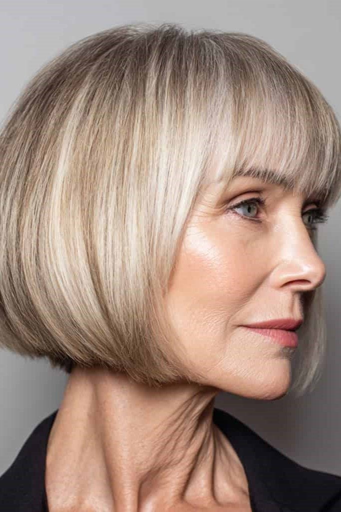 Sleek Blunt Bob with Straight Bangs