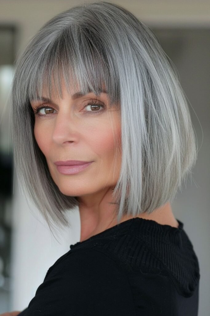 Sleek Blunt Bob with Straight Bangs