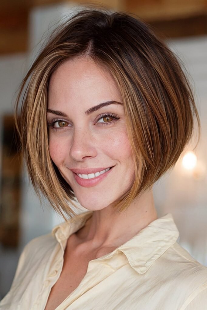 Sleek Inverted Bob with Deep Side Part