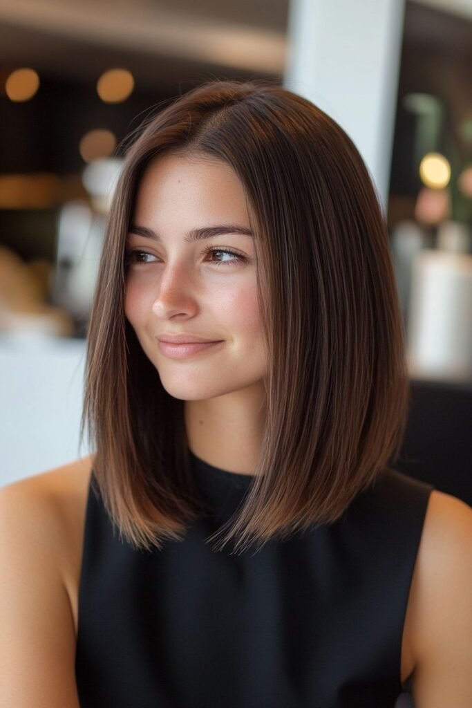 Sleek Mid-Length Cut with Natural Movement