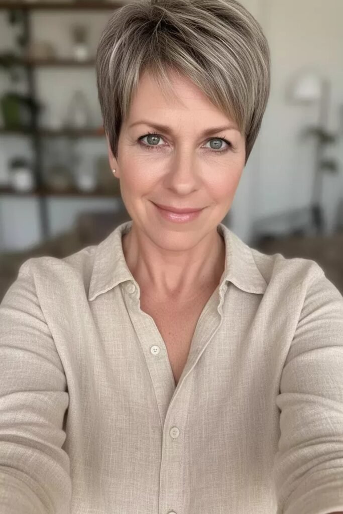 Sleek Pixie Cut with Side Part