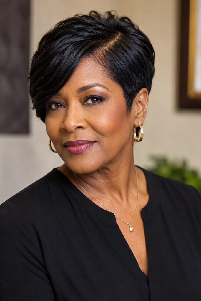 Sleek Pixie with Side-Swept Bangs