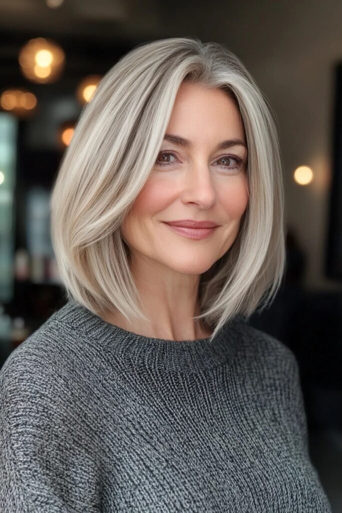 Sleek Shoulder-Length Bob with Center Part