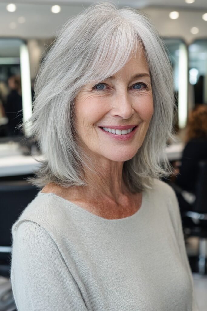 Sleek Shoulder-Length Cut with Side-Swept Bangs