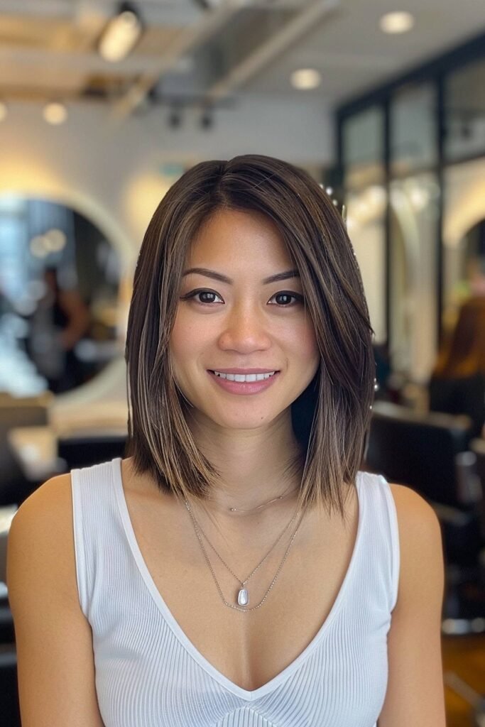 Sleek Shoulder-Length Lob with Soft Layers