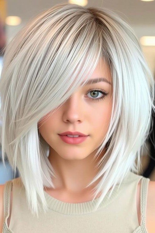 Sleek Side-Parted Bob with Face-Framing Layers