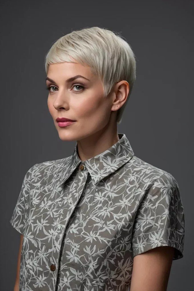 Sleek Silver Pixie Cut