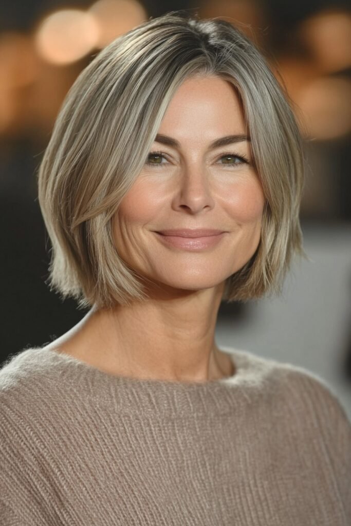 Sleek Silver-Toned Bob with Subtle Layers