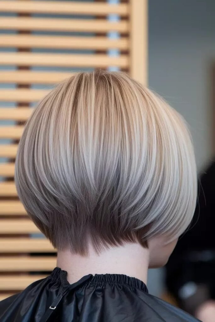 Sleek Stacked Bob with Beveled Ends