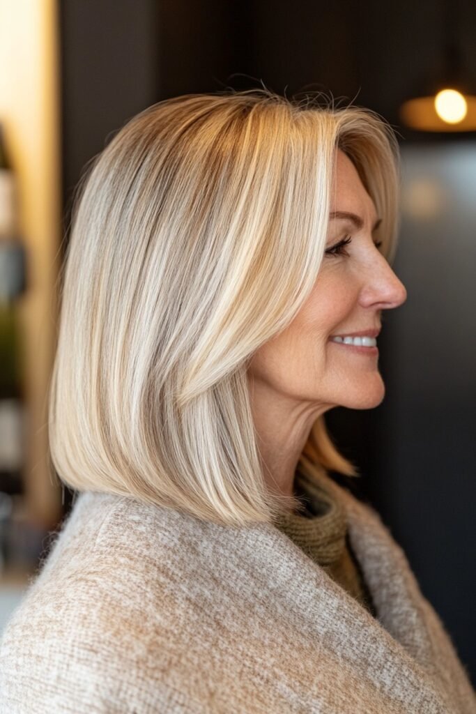 Sleek Straight Lob with Face-Framing Layers