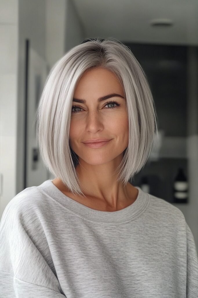 Smooth Silver Graduated Bob
