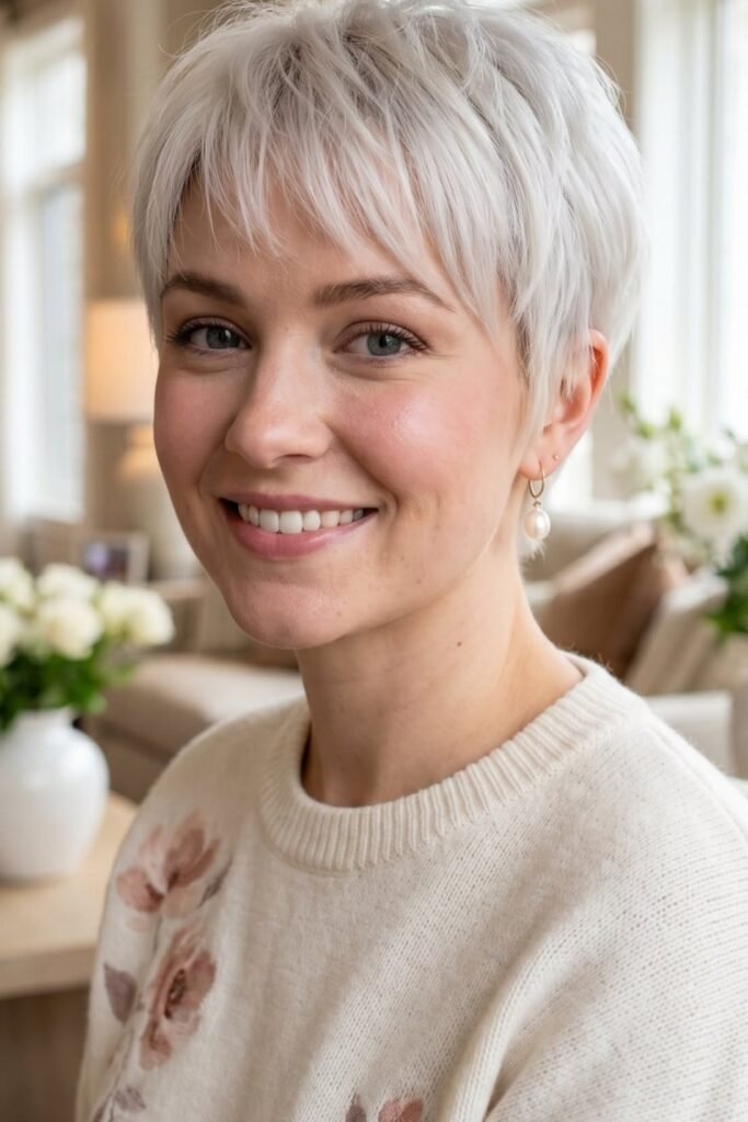 Soft Cropped Pixie with Micro Bangs