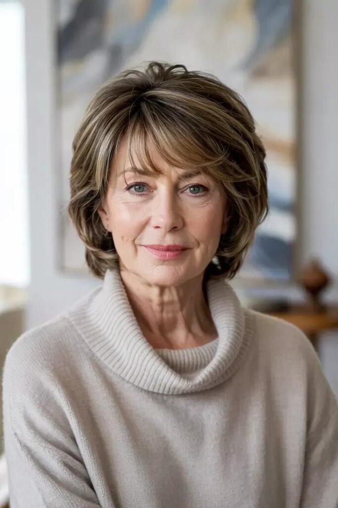 Soft Highlighted Layered Bob