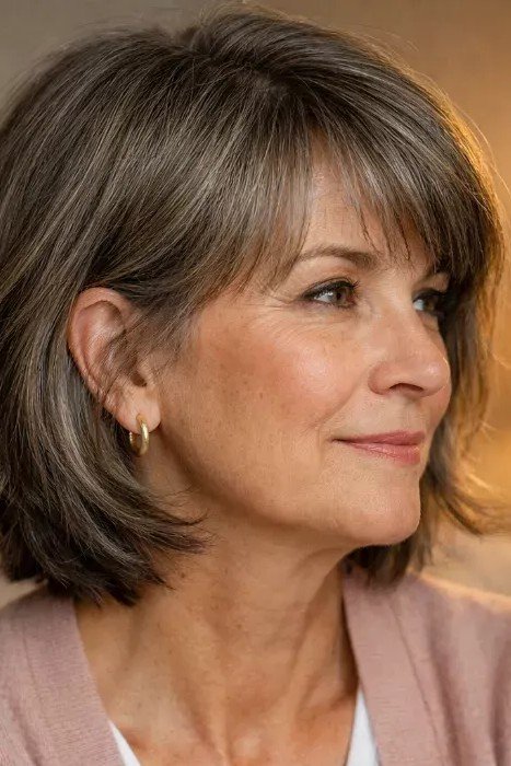Soft Layered Ash Brown Bob