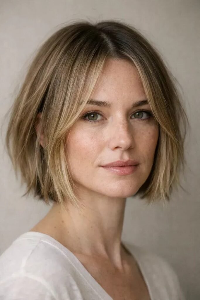 Soft Layered Blonde Bob with Face-Framing Strands