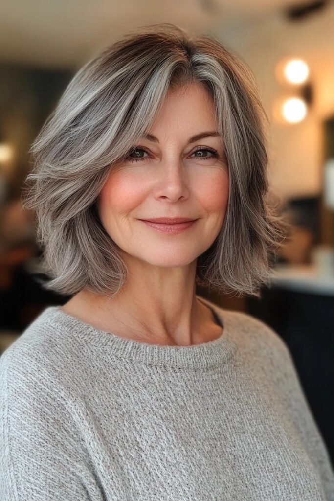 Soft Layered Bob with Curtain Bangs