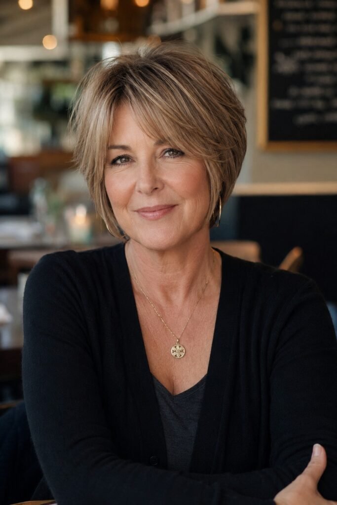 Soft Layered Bob with Side Part