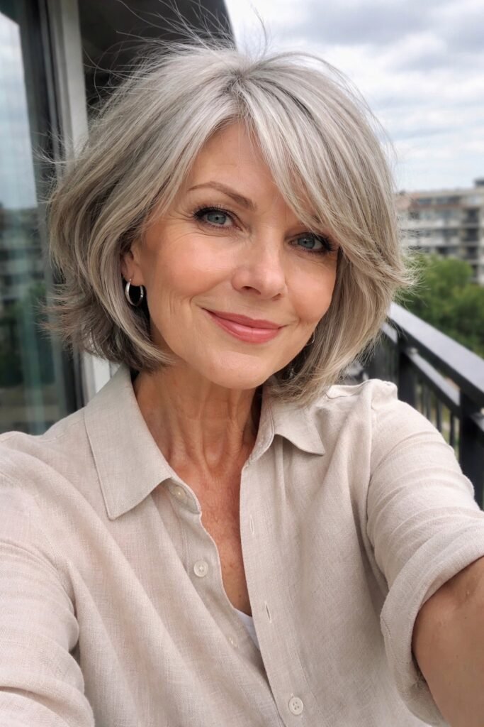 Soft Layered Bob with Sweeping Bangs