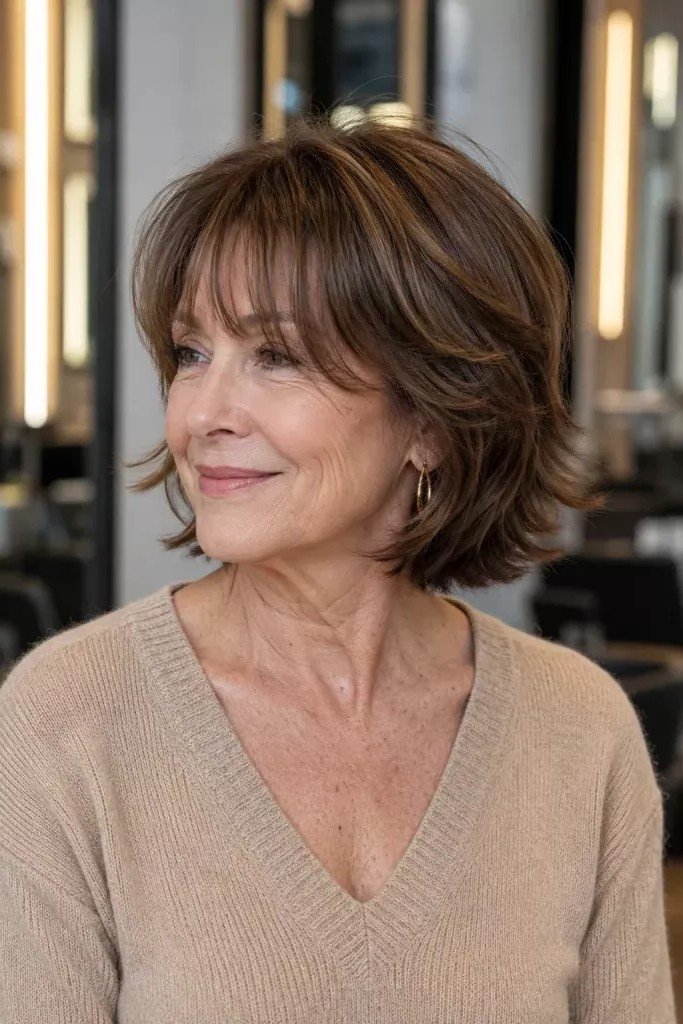 Soft Layered Bob with Wispy Bangs