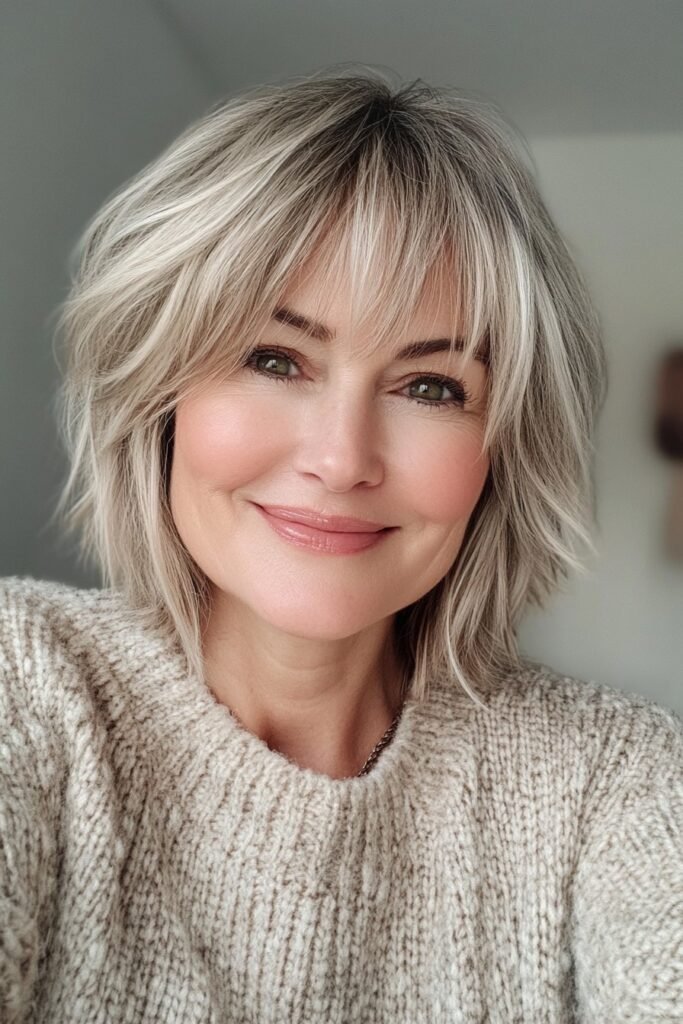 Soft Layered Bob with Wispy Curtain Bangs