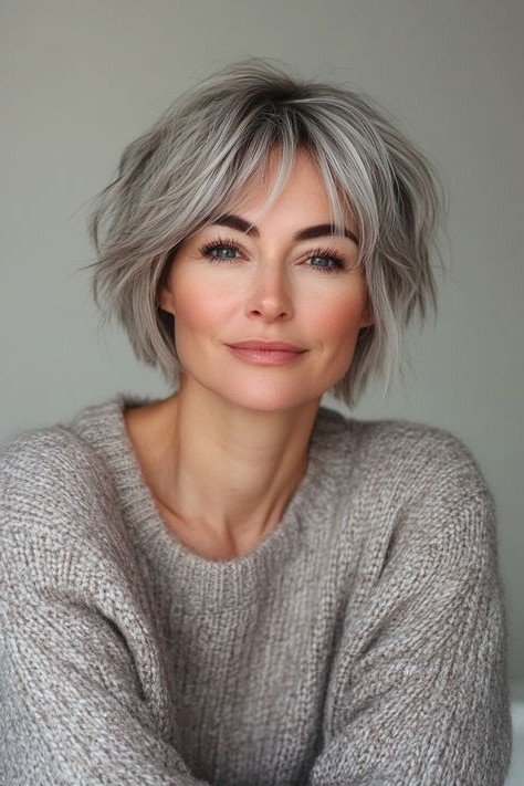 Soft Layered Bob with Wispy Curtain Bangs