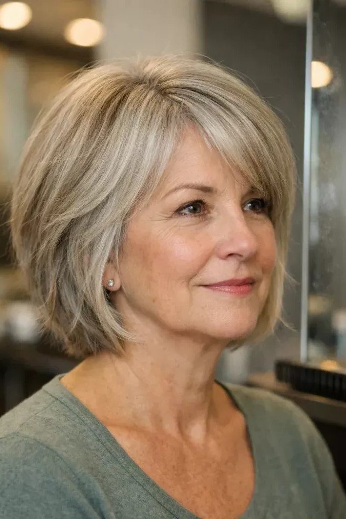 Soft Layered Bob with Wispy Side-Swept Bangs