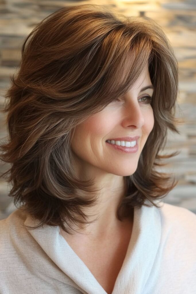 Soft Layered Cut with Side-Swept Bangs