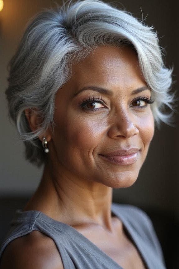 Soft Layered Grey Pixie Cut